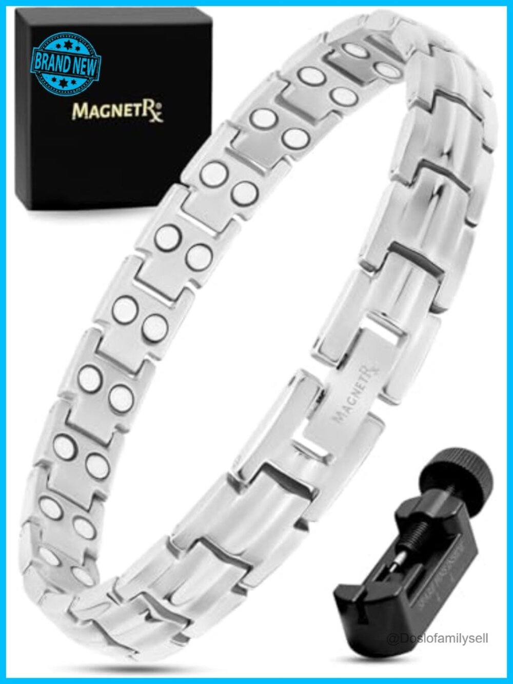 Ultra Strength Magnetic Bracelet Women Titanium Silver Plated PVD Adjustable 8"